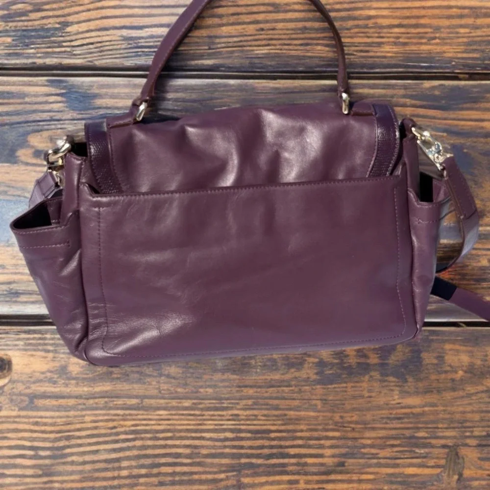 Rare‎ Diane Von Furstenberg Purple 440 Courier Leather Bag Prune Satchel DVF